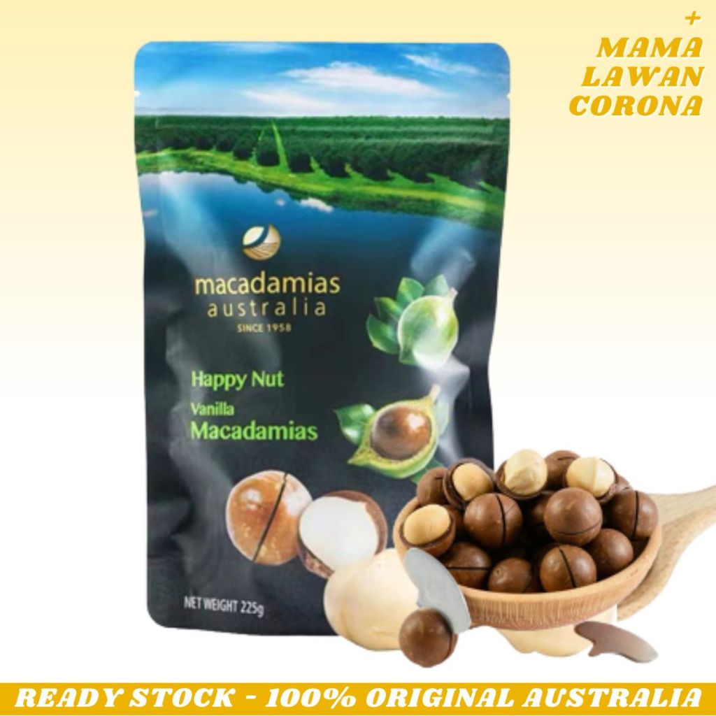 Jual Happy Nut Macadamias Australia Macadamia in Shell Vanilla