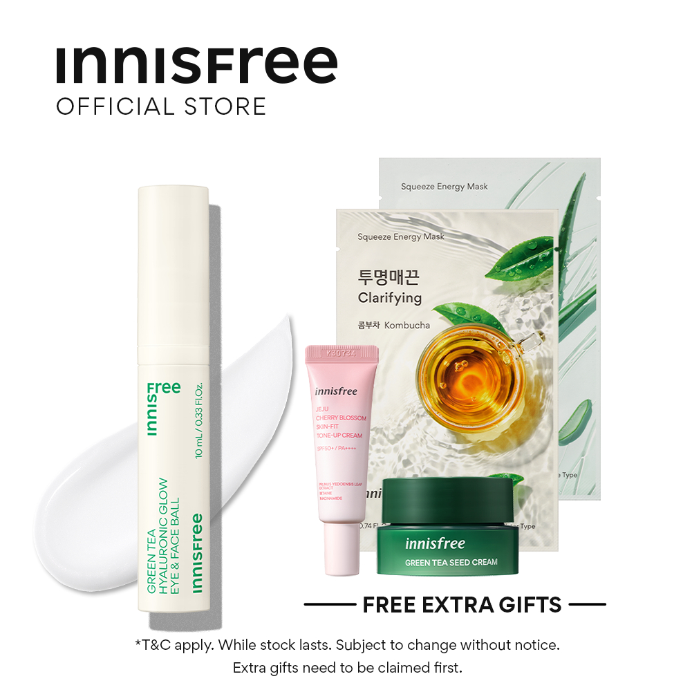 Jual Innisfree Green Tea Hyaluronic Glow Eye and Face Ball 10ml
