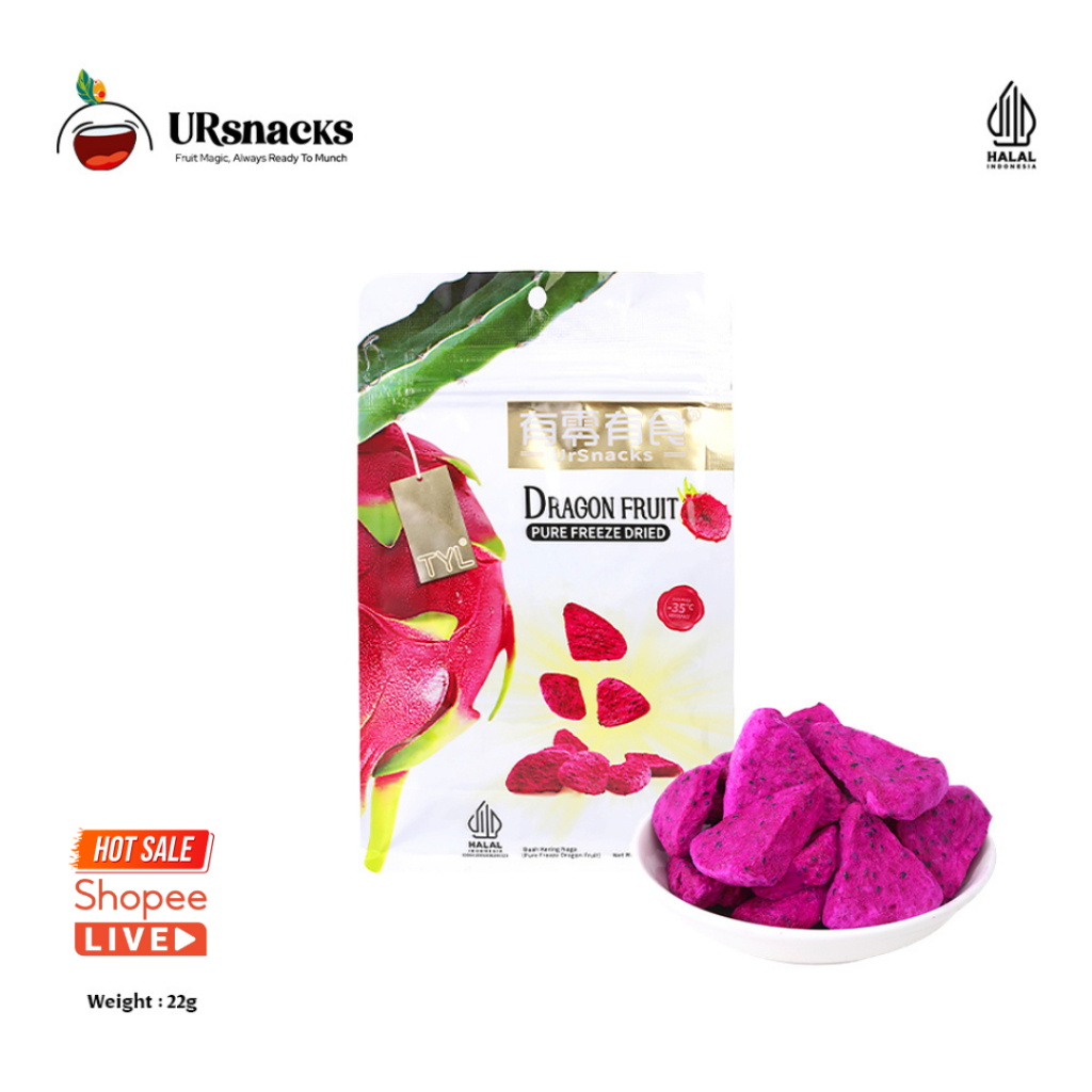 Jual URSNACKS Freeze Dried Dragon Fruit Snack Keripik Buah Naga