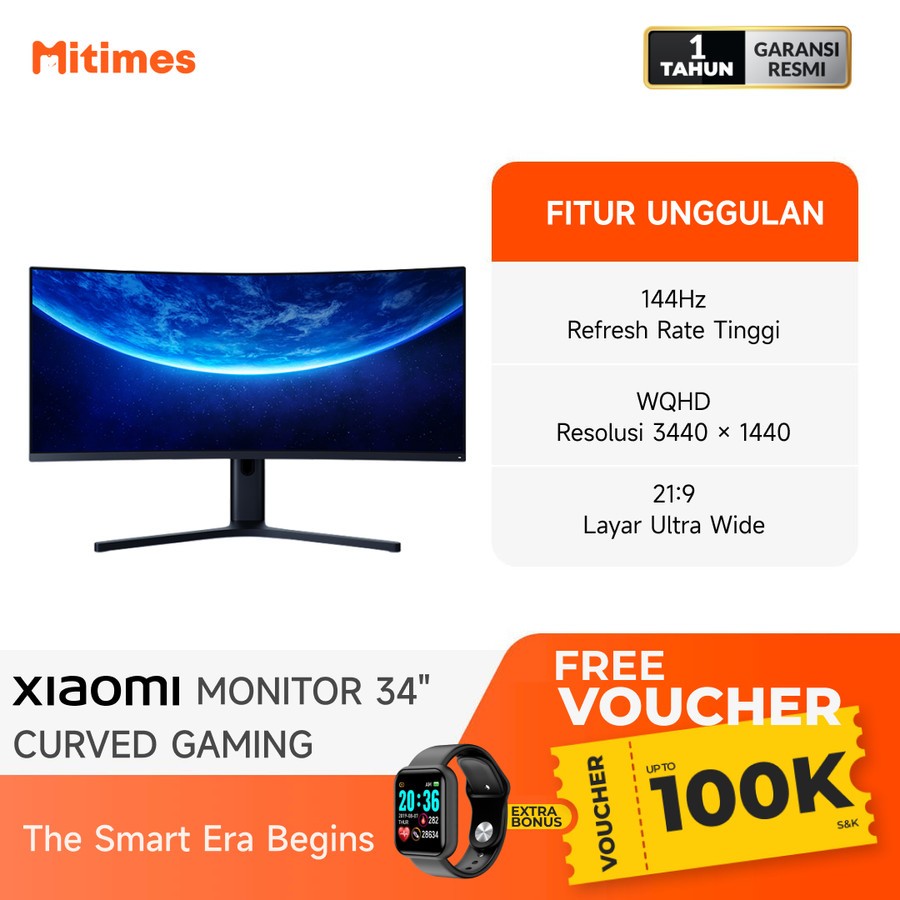 Jual Xiaomi Mi Monitor Gaming Curved 34 Inch 144Hz WQHD 3440 * 1440 ...