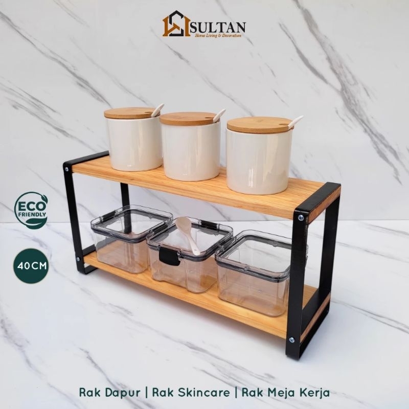 Jual rak besi serbaguna/rak besi set kayu/rak besi aestetic/rak kayu ...