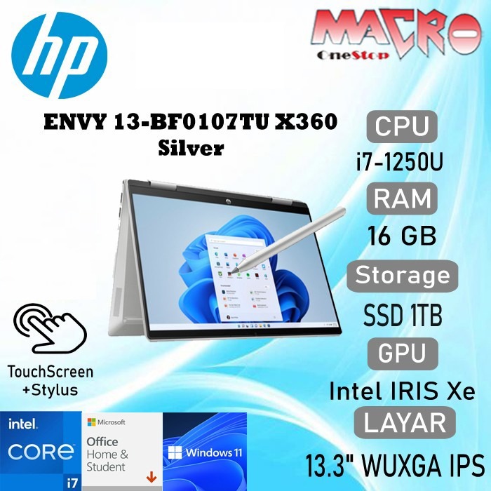 Jual Hp Envy 13 Bf0107tu X360 Silver Intel I7 1250u16gb1tb Ssdintel Xe W11ohsbacklit Kb 4301