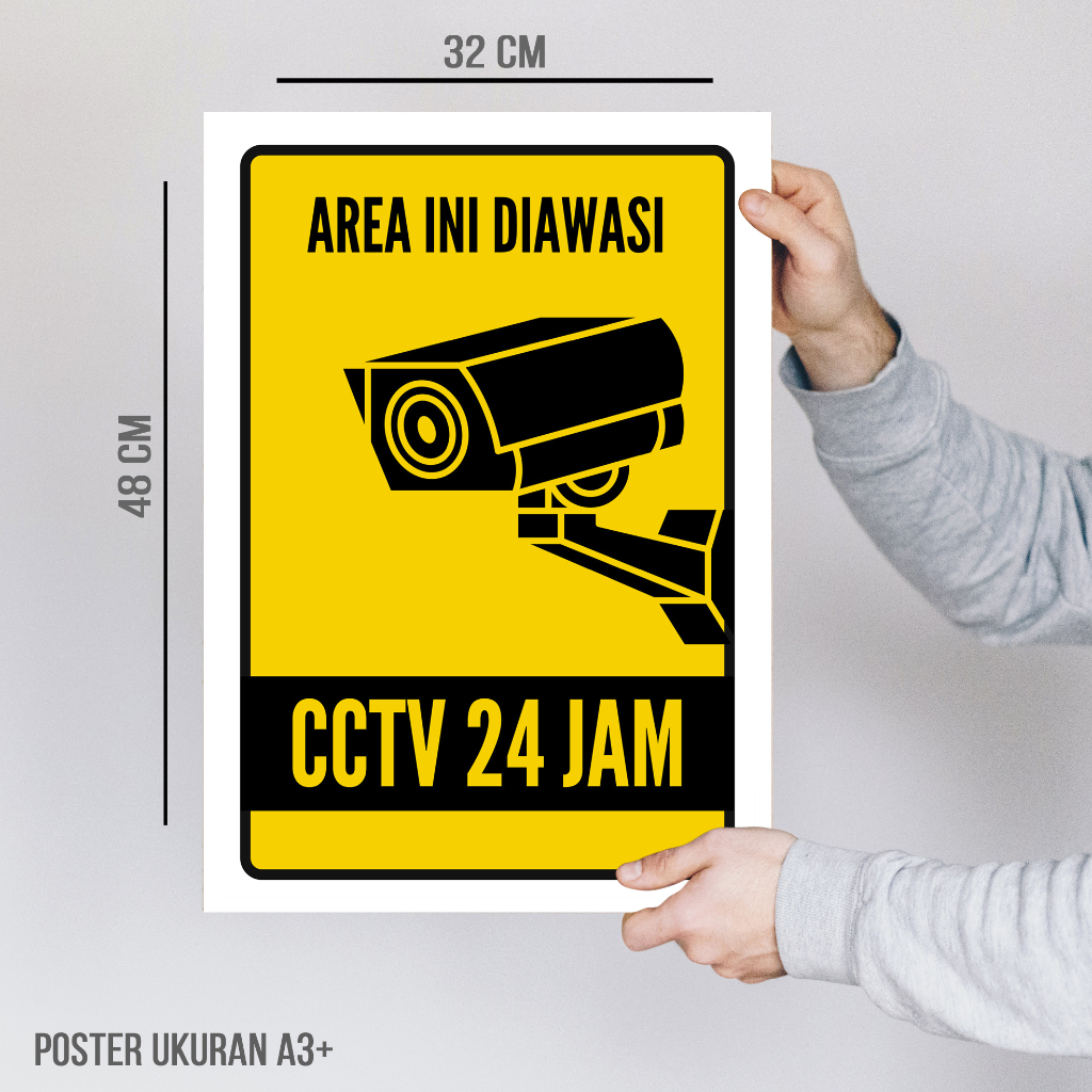 Jual Poster Peringatan Area Ini Diawasi Cctv Ukuran A Plus Shopee