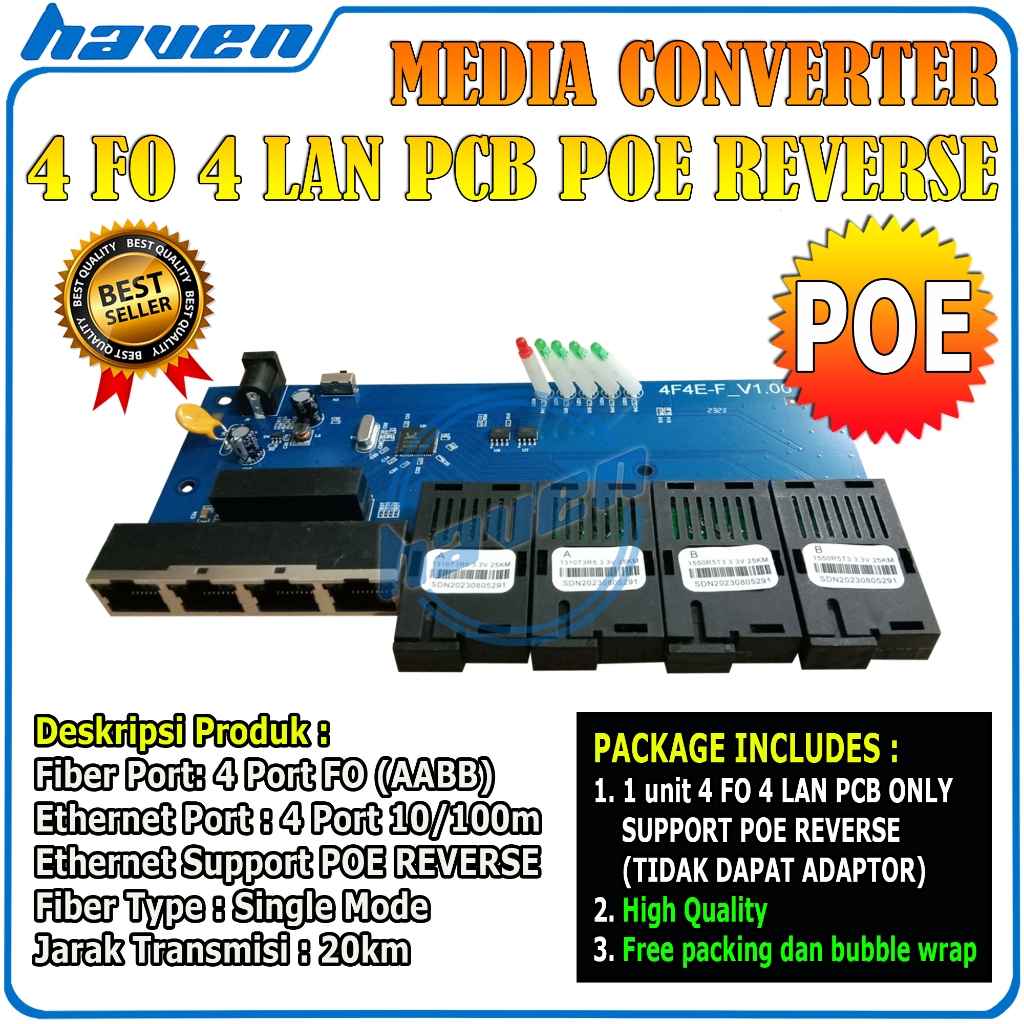 Jual Media Converter 4 Port FO 4 Port LAN 10/100 Board Only / 4 FO 4 ...