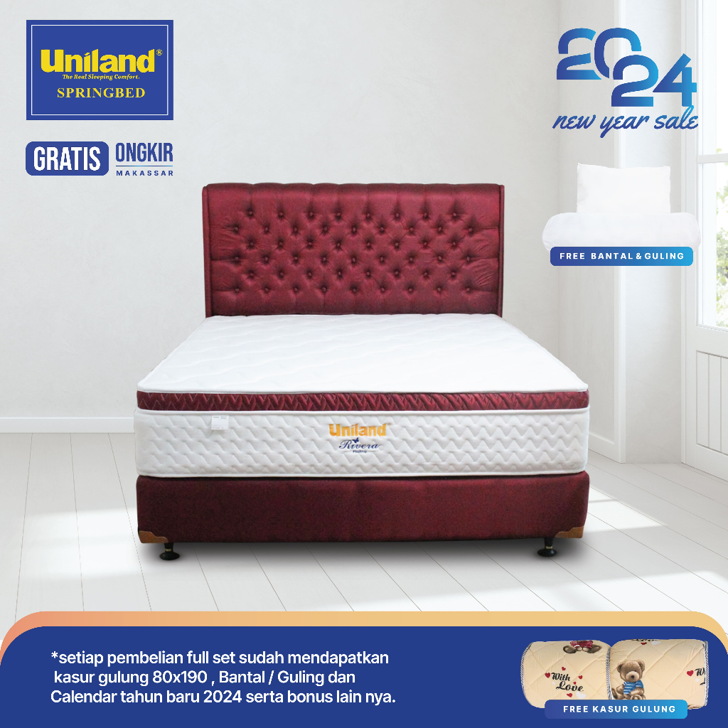 Jual Uniland Springbed Rivera Plushtop Spring Bed Full Set Shopee
