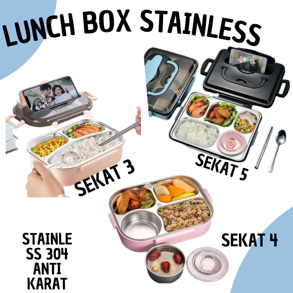 Jual KOTAK MAKAN / LUNCH BOX STAINLESS TAHAN PANAS DAN ANTI TUMPAH
