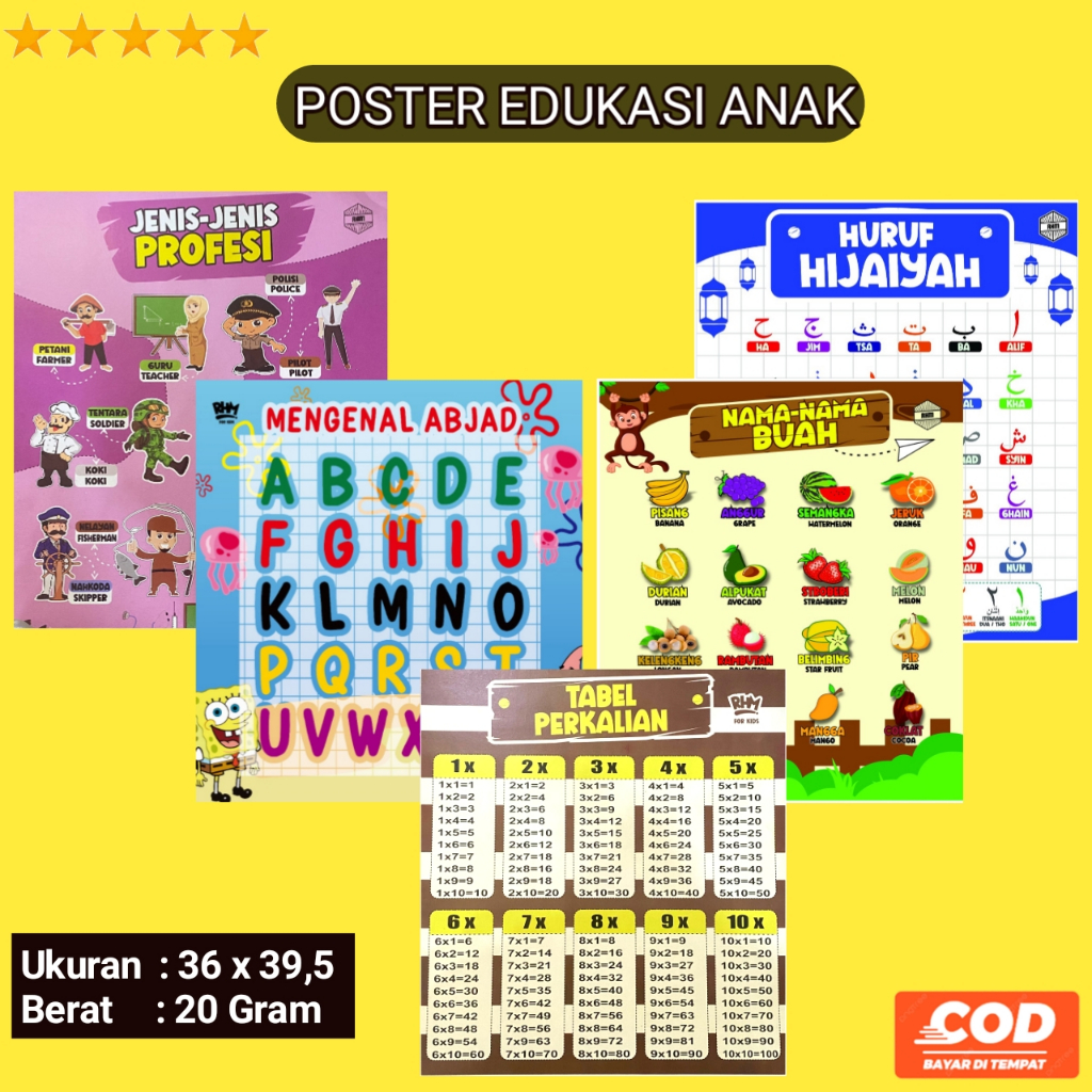 Jual Poster Edukasi Anak / Poster Dinding / Poster Huruf Hijaiyah ...