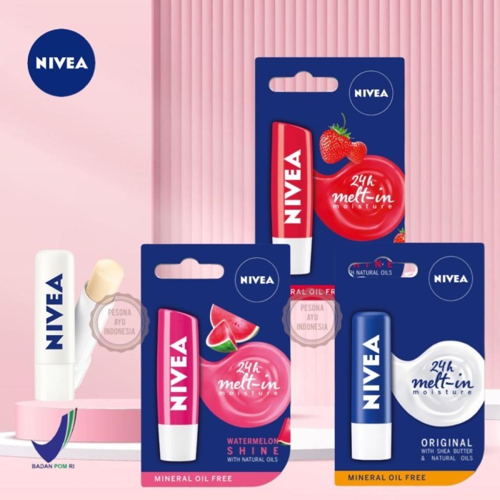 Jual NIVEA Lip Care Lip Balm 4.8gr Melembapkan, Glossy Shopee Indonesia