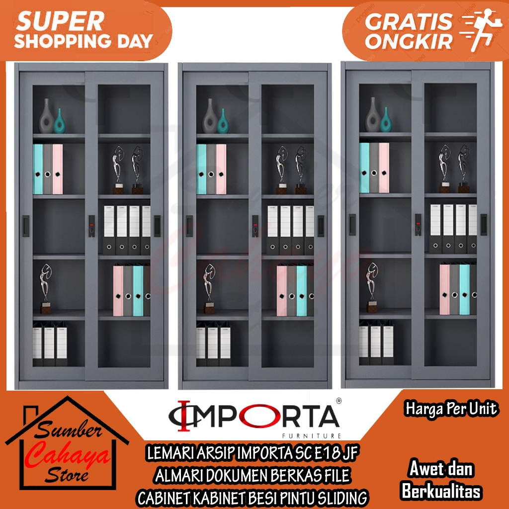 Jual Instant Lemari Arsip Besi Pintu Sliding Geser Kaca Importa Sc