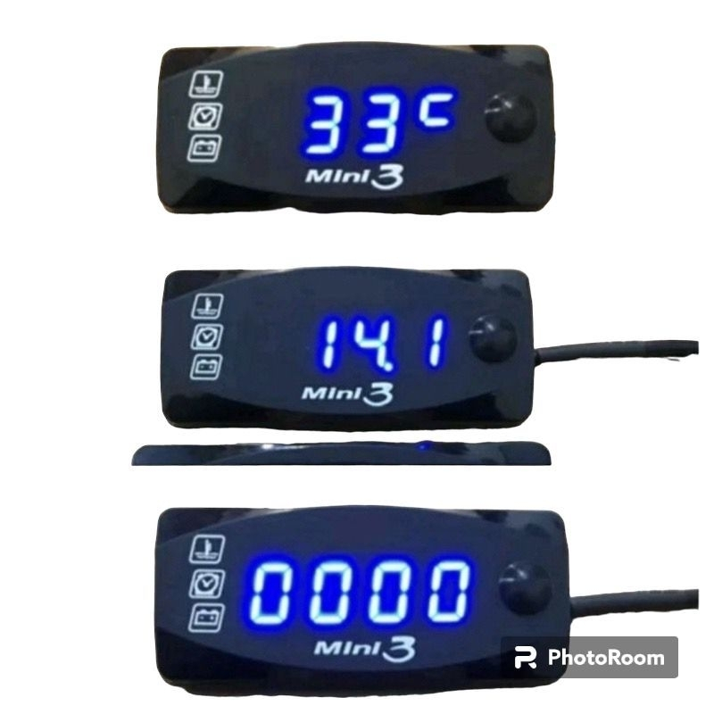 Jual Volt Meter / Meteran Voltase Aki 3 in 1 Volt Meter Dan Jam Dan