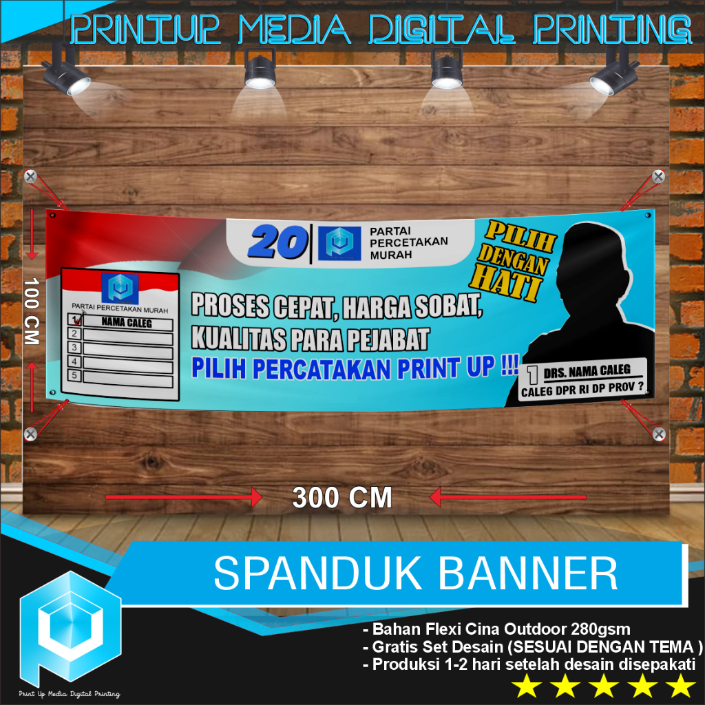 Jual Cetak Spanduk Banner Baliho Caleg Bacaleg Nyalon Pemilu Ukuran 300