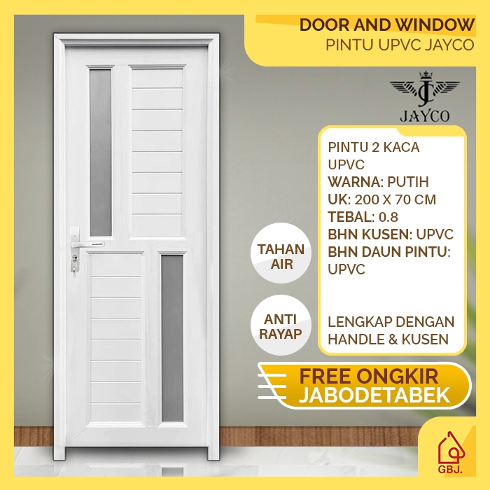 Jual PINTU UPVC 200 X 70 PUTIH KACA 2 JAYCO + KUSEN + HANDLE / PINTU ...