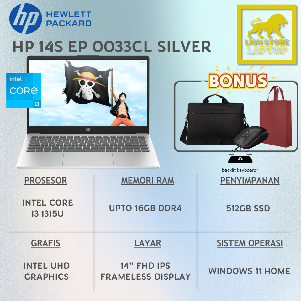 Jual Laptop HP 14 Intel Core i3 1315U RAM 16GB 512GB SSD Layar 14 Inch