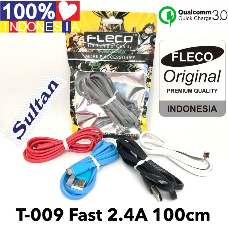Jual PROMO KABEL DATA FLECO T009 MICRO/TYPE C/LIGHTNING NEW FC PROMO ...