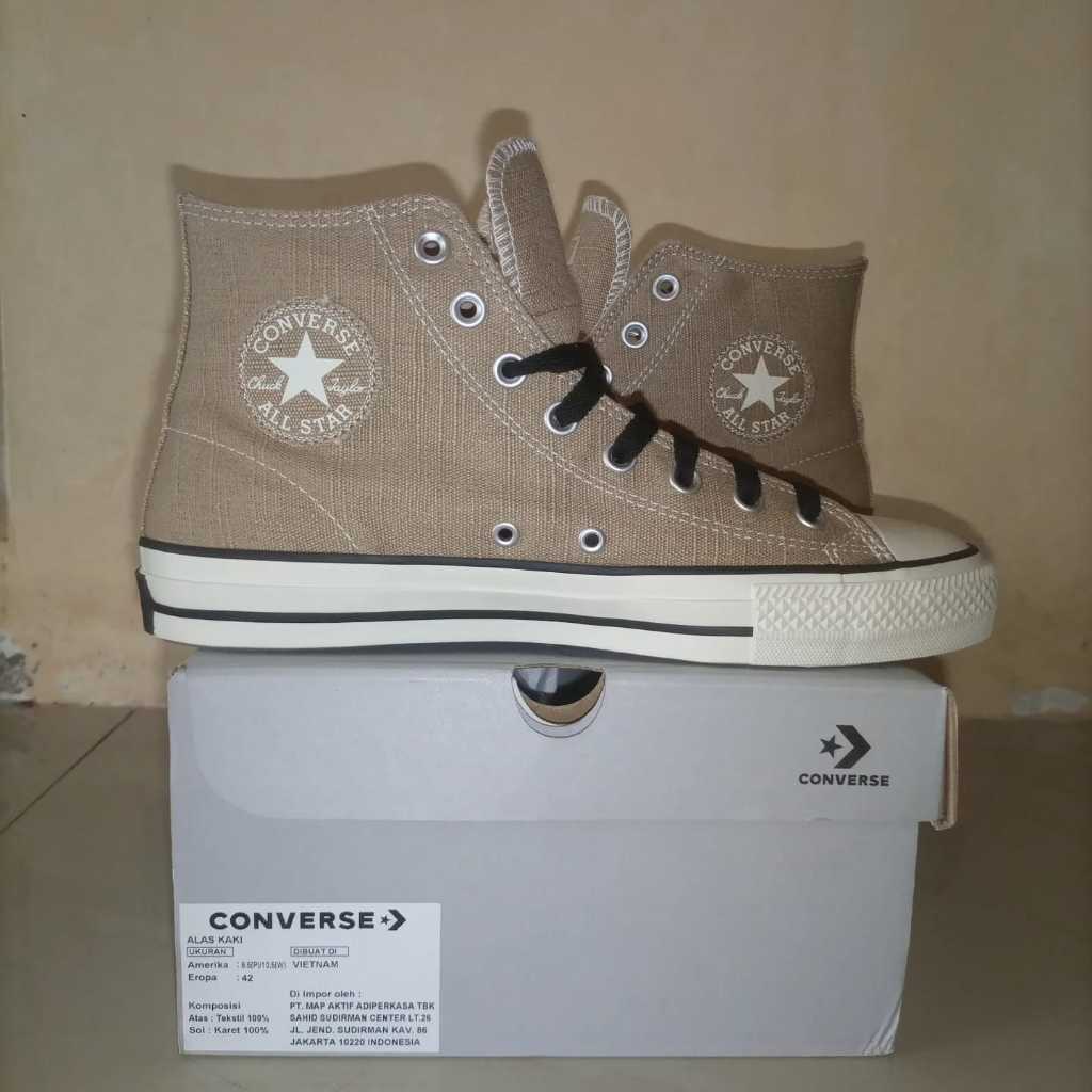 Jual Sepatu Sneakers Converse Ctas Pro Hi Nomad Khaki Black Egret