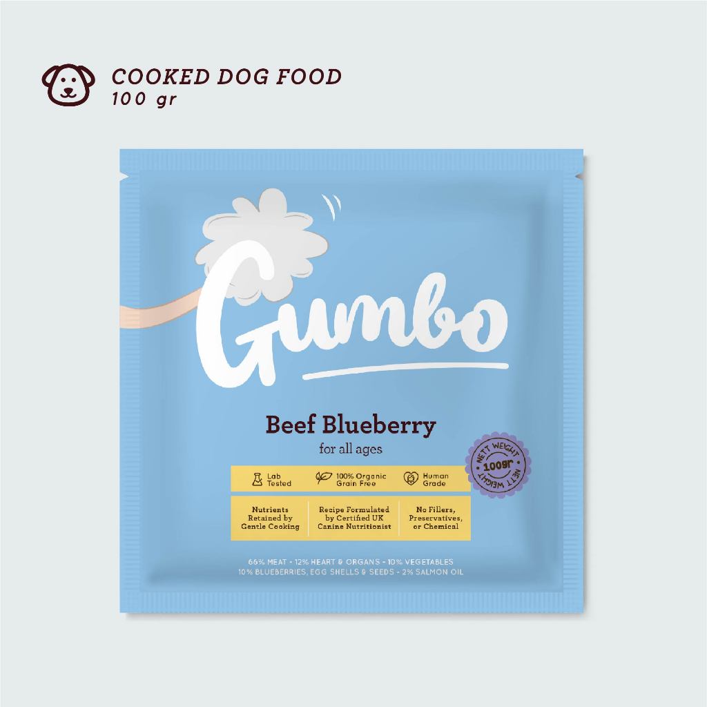 Jual GUMBO BEEF BLUEBERRY FRESH COOKED DOG FOOD MAKANAN ANJING ( 100gr