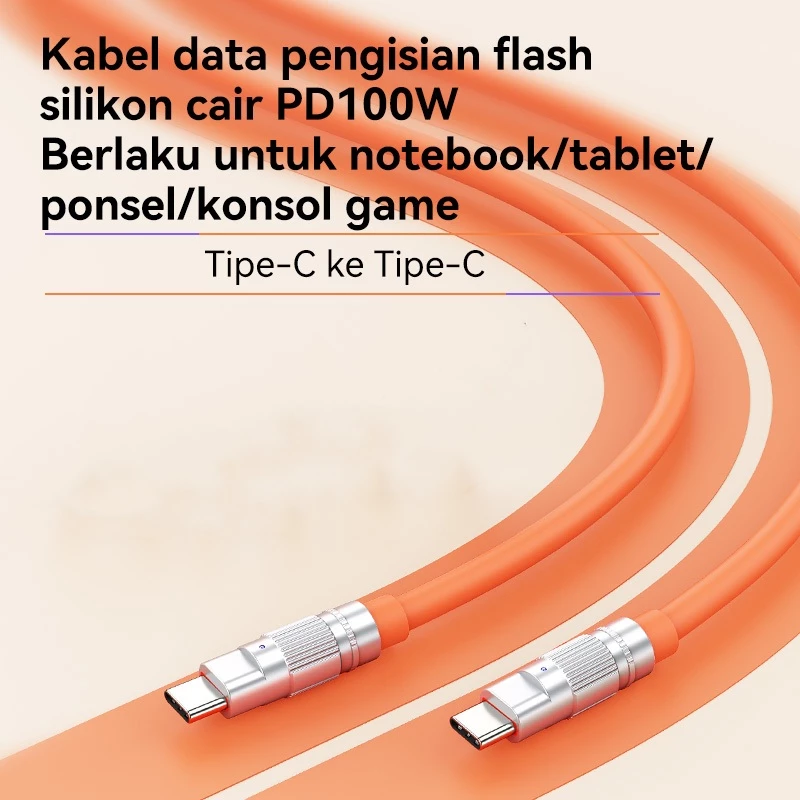 KIVEE Kabel data Type C Fast Charging 100 watt Type C to Type C Untuk Samsung/Huawei/Laptop ​1.5M