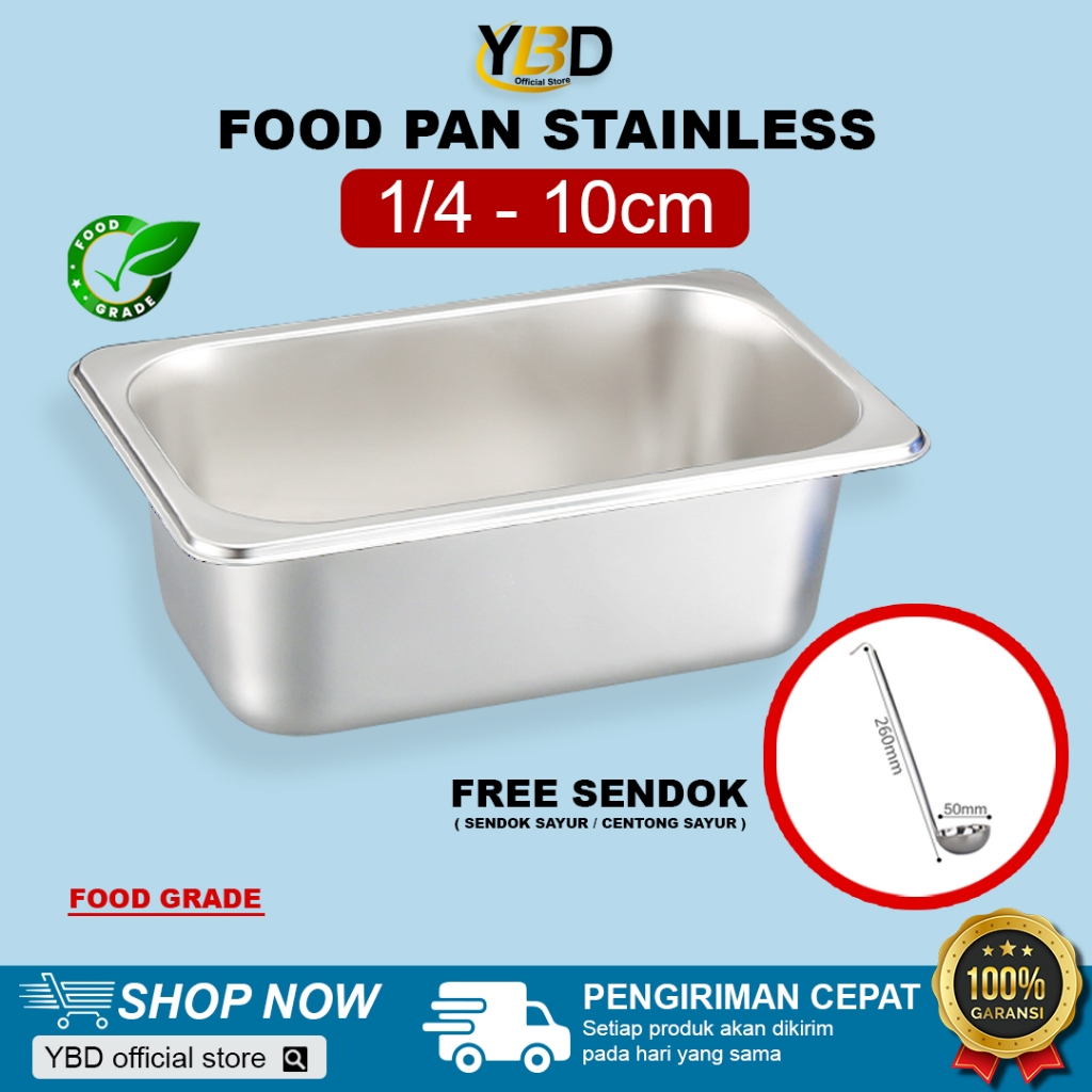Jual Food Pan Stainless 1/4 x 10 cm (26,5 x 16,2 x 10cm) | panci rebus ...