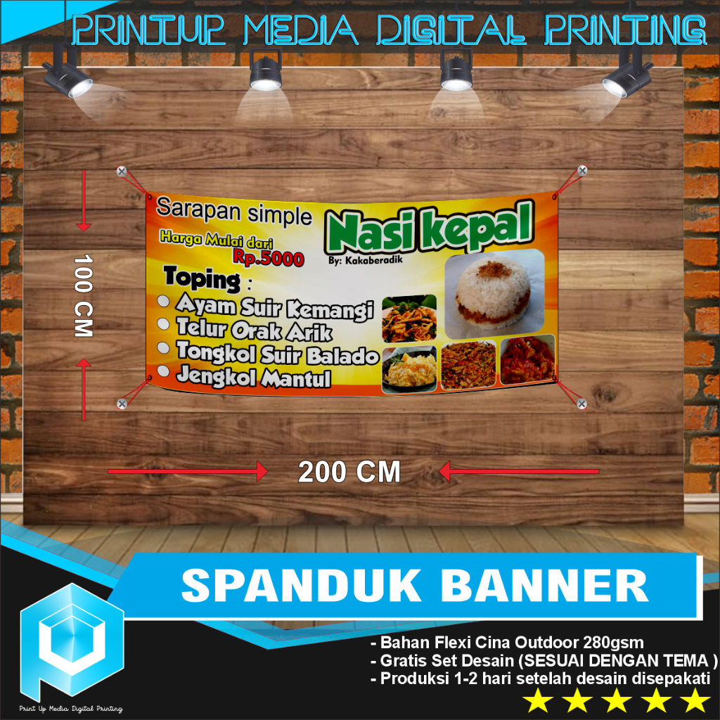 Jual Cetak Spanduk Banner Baliho Warung Nasi Kepal Free Desain Custom Shopee Indonesia