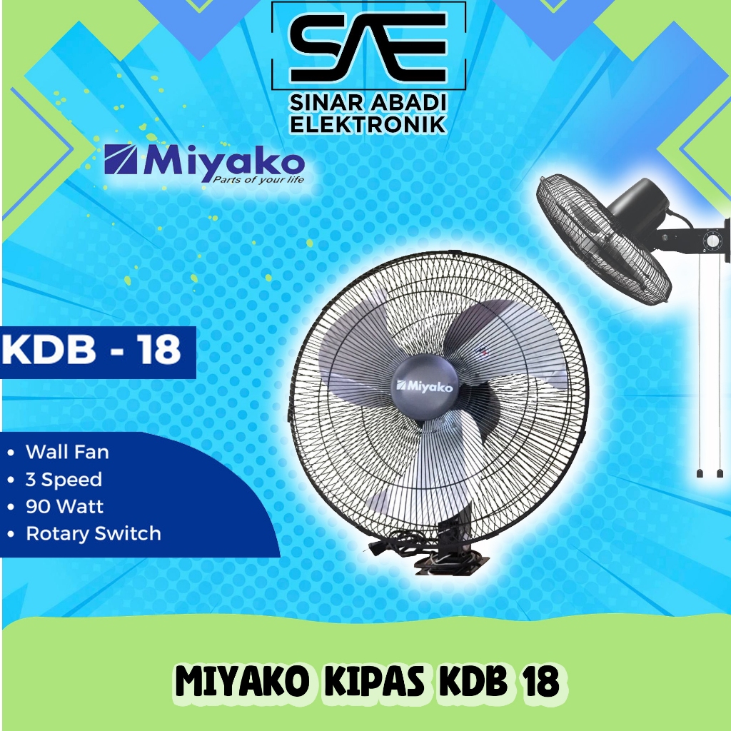 Jual [COD] WALL FAN MIYAKO / KIPAS ANGIN KDB-18 / KDB 18 (18 INCH ...
