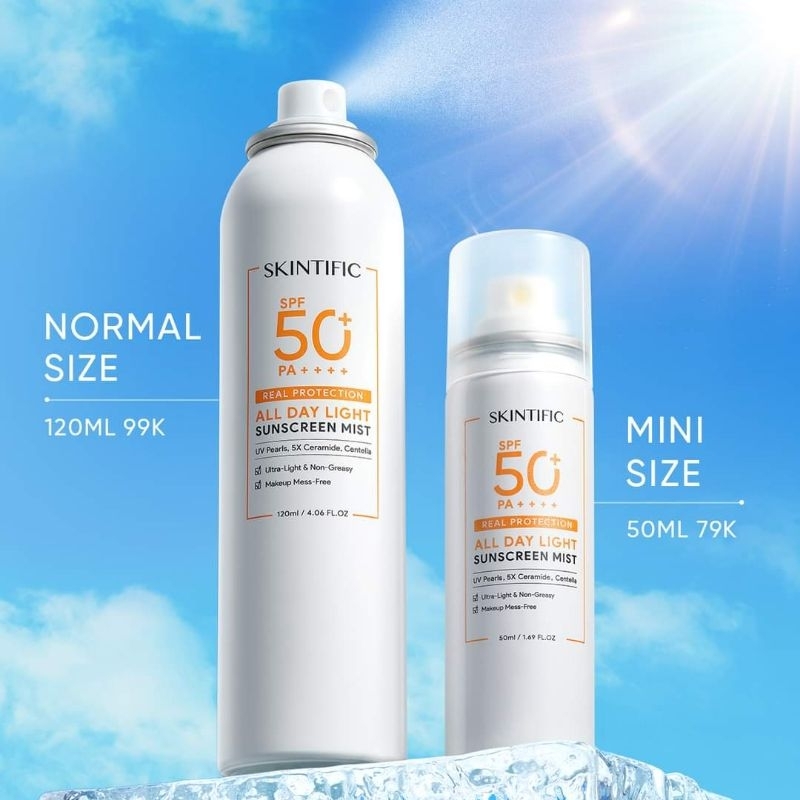 Jual Skintific All Day Light Sunscreen Mist SPF50+ PA++++ 120ml