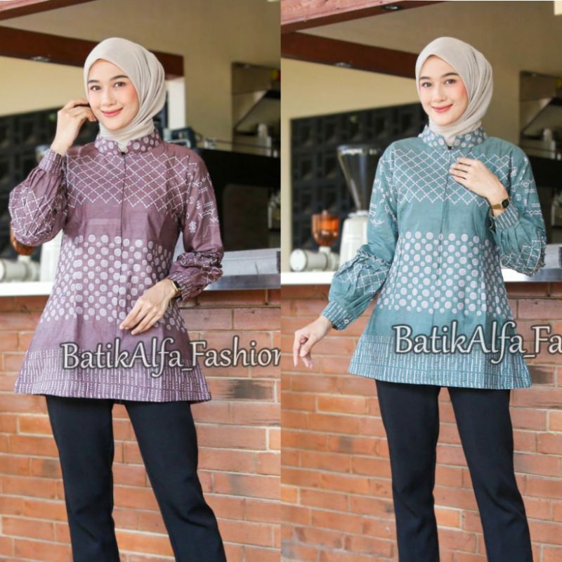 Jual Kemeja Batik Wanita Model Terbaru Modern Size M L XL XXL Ready ...