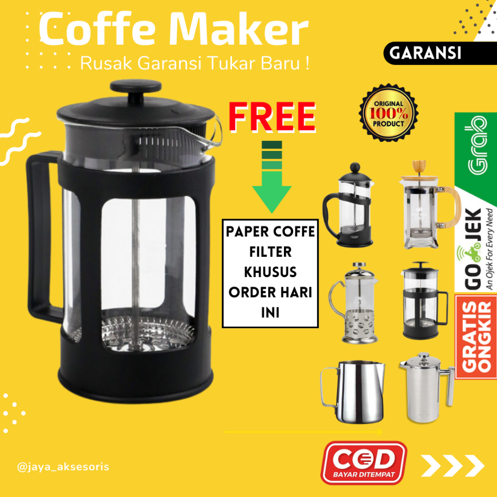 Jual French Press Coffe Maker Manual Tea Plunger Mesin Kopi 350ml 600ml ...