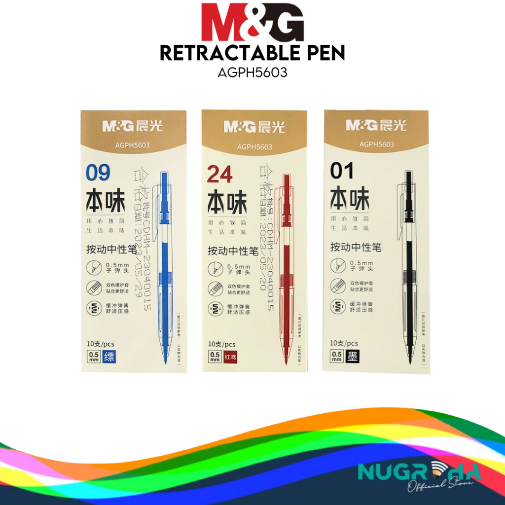 Jual M&G Retracktable Gel Pen AGPH5603 0.5 mm Pena Pulpen | Shopee ...