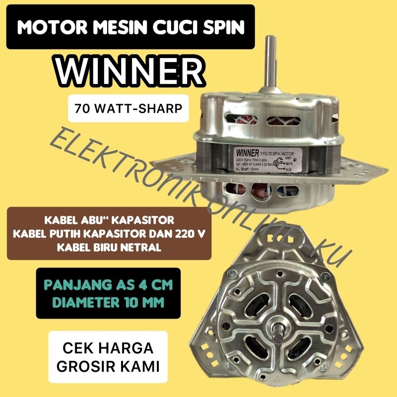Jual DINAMO MOTOR MESIN CUCI SPIN 70WATT SHARP WINNER | Shopee Indonesia