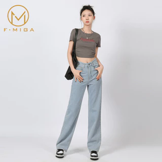 F·MIGA C5 Celana Kulot Jeans Wanita Korean - Light Blue