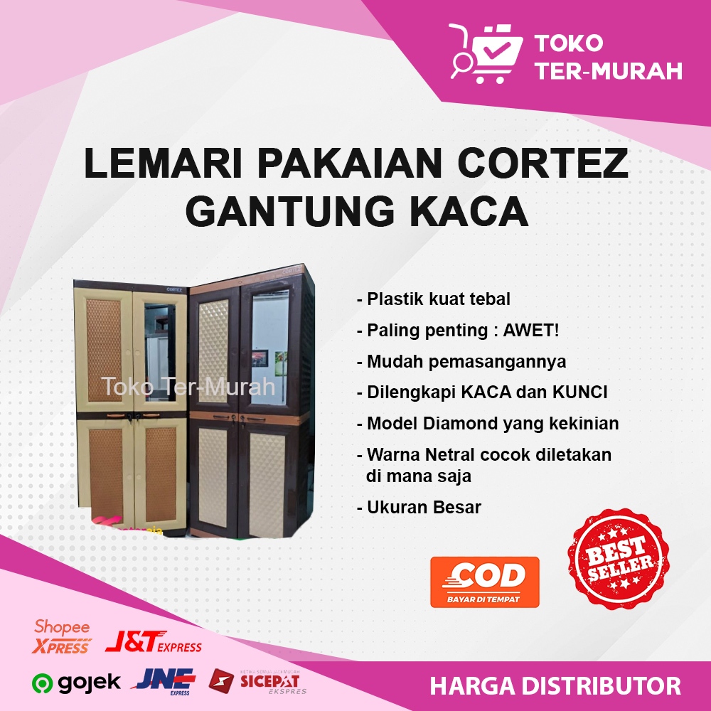 Jual Lemari Pakaian Cortez Gantung Kaca Lemari Baju Plastik Lemari