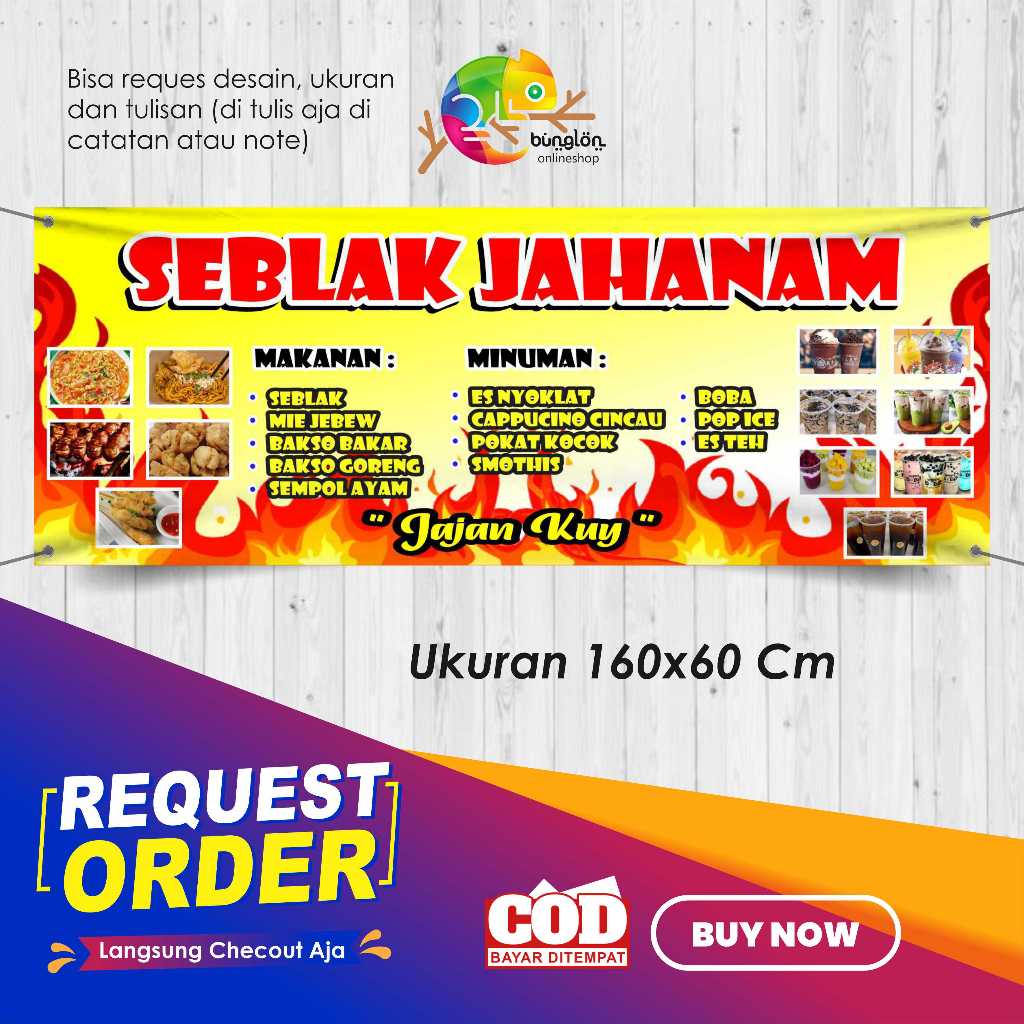 Jual Spanduk Banner 160x60 Seblak Jahanam Custom | Shopee Indonesia