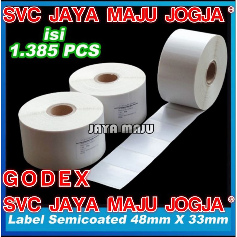 Jual [ GODEX ] 48 X 33 SEMICOATED - 1 LINE - FACE IN - ISI 1.385 PCS ...