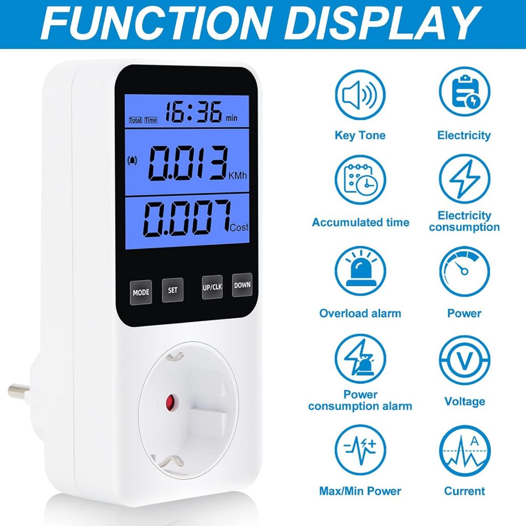 Jual Stop Kontak Watt Meter Overload Alarm Digital Display - FIDEM PM08 ...
