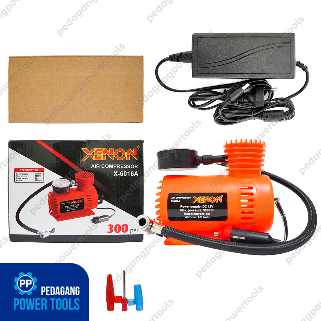 Jual PAKET XENON KOMPRESOR ANGIN MINI POMPA BAN MOBIL & ADAPTOR 12V 5A ...