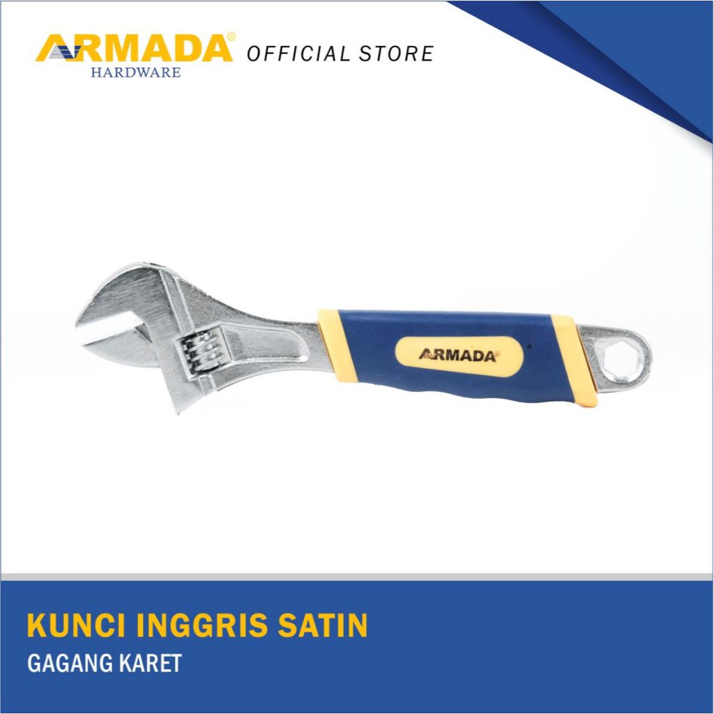 Jual ARMADA Kunci Inggris Satin gagang Karet Adjustable Wrench Kunci