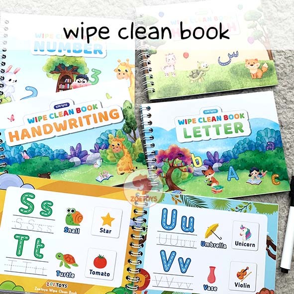 Jual Zuccaqu Wipe Clean Book | Alphabet Handwriting Number Reusable ...