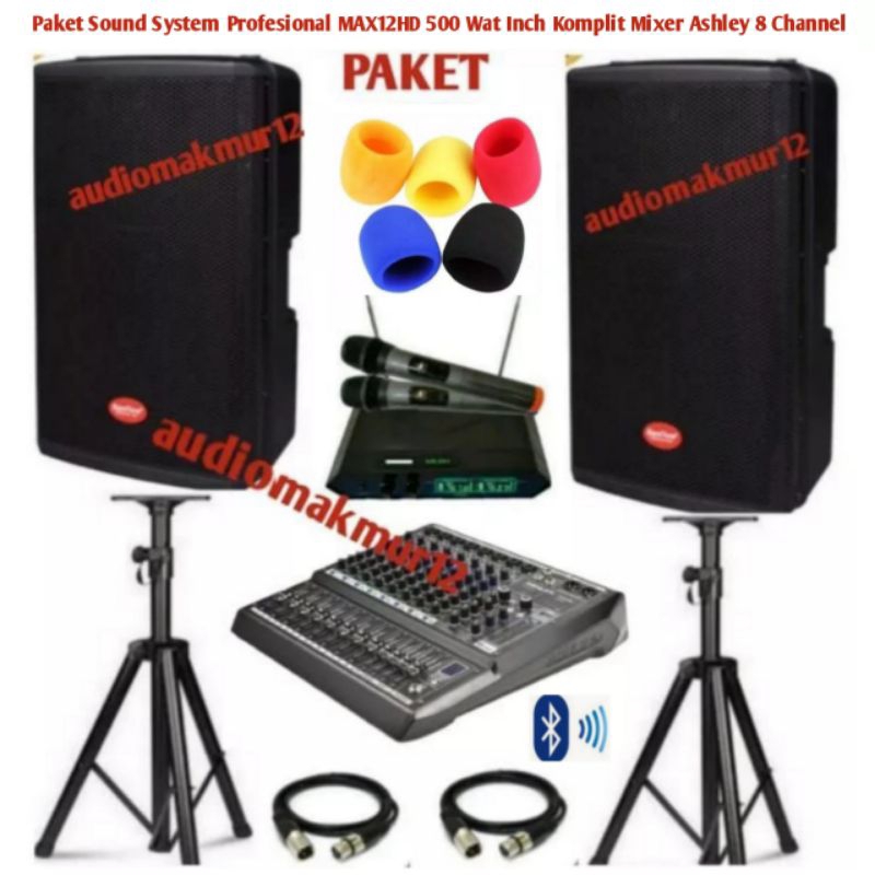 Jual Paket Sound System Profesional 12 Inch Komplit Mixer Ashley 8 ...