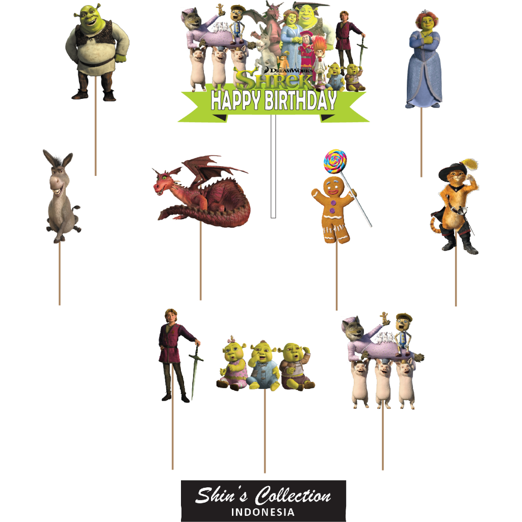 Jual Cake topper Shrek isi 10 pcs | Shopee Indonesia