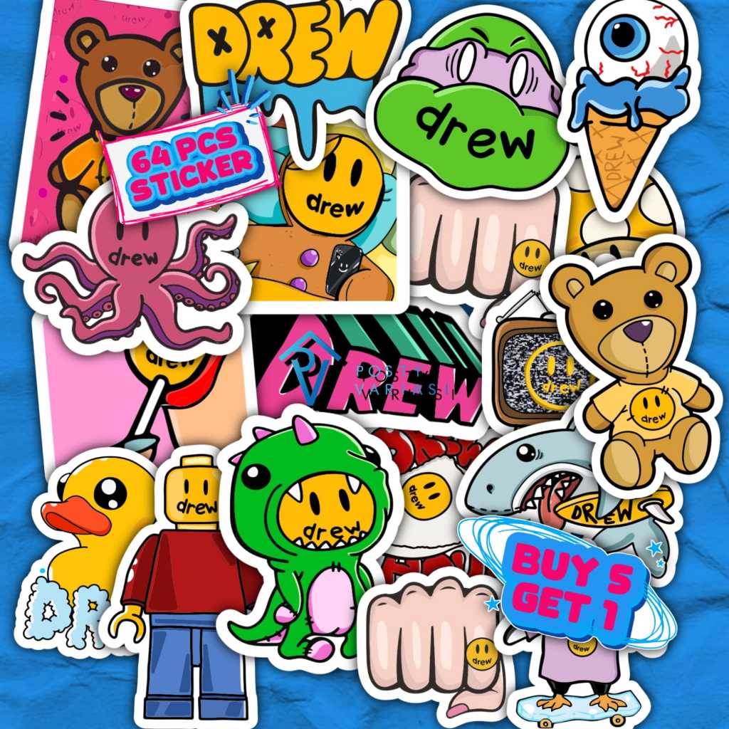 Jual 62 Pcs Sticker Pack Brand Hypbeast Drew House Aesthetic Motif ...