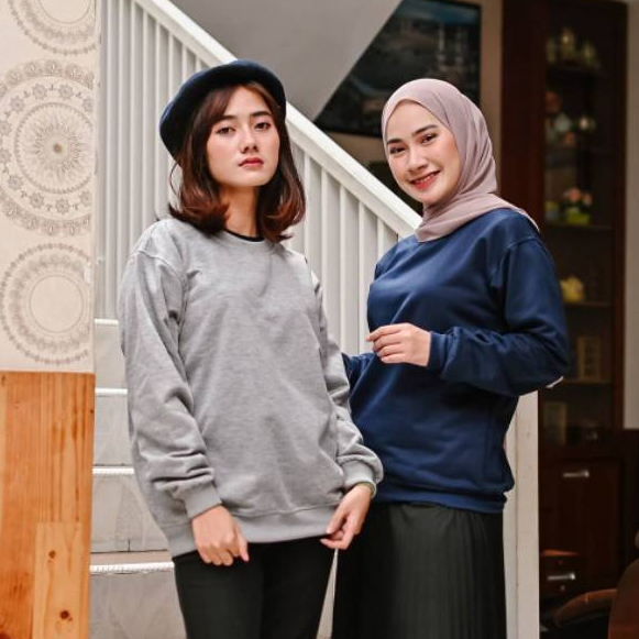 Jual [COD] Basic Sweater Polos Wanita Trendy || Sweatshirt Crewneck ...