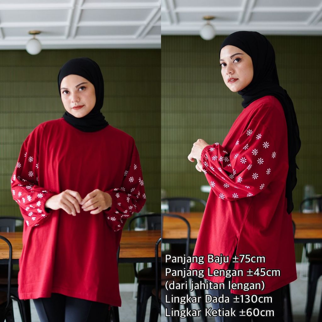 Jual Atasan Wanita Blouse Oversize Elsleeve Print Femonritch Hijab Dan Wudhu Friendly Shopee 6822