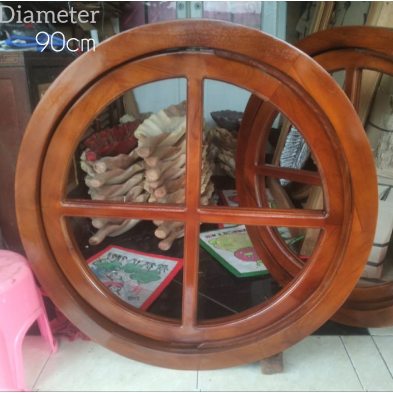 Jual Kusen Jendela Kayu Jati Bulat Putar Model Klasik Cm Shopee