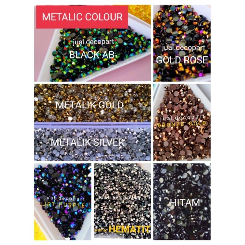 Jual Metalik Rhinestone 3mm metalic silver gold hematite clearAB gems ...