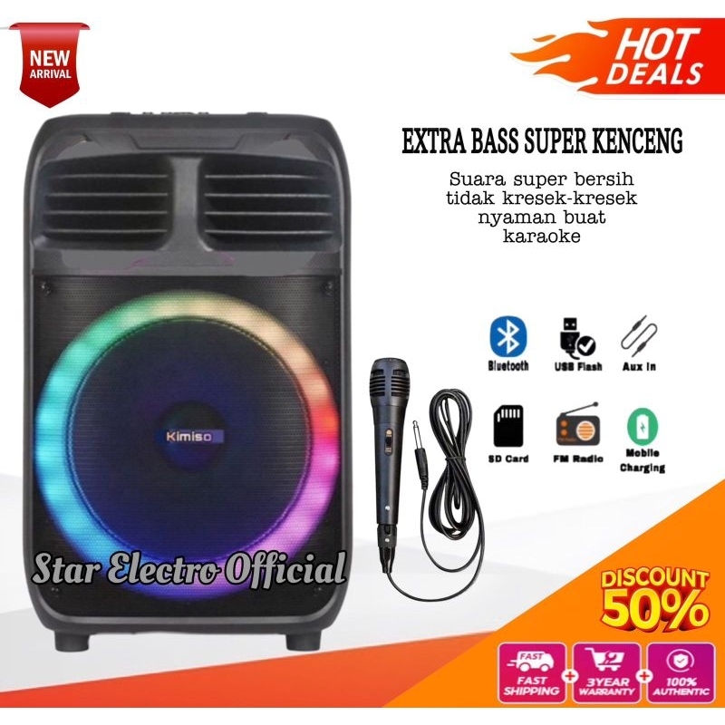 Jual Speaker Bluetooth Karaoke Extra Bass Bonus Mic Ukuran Besar 3383