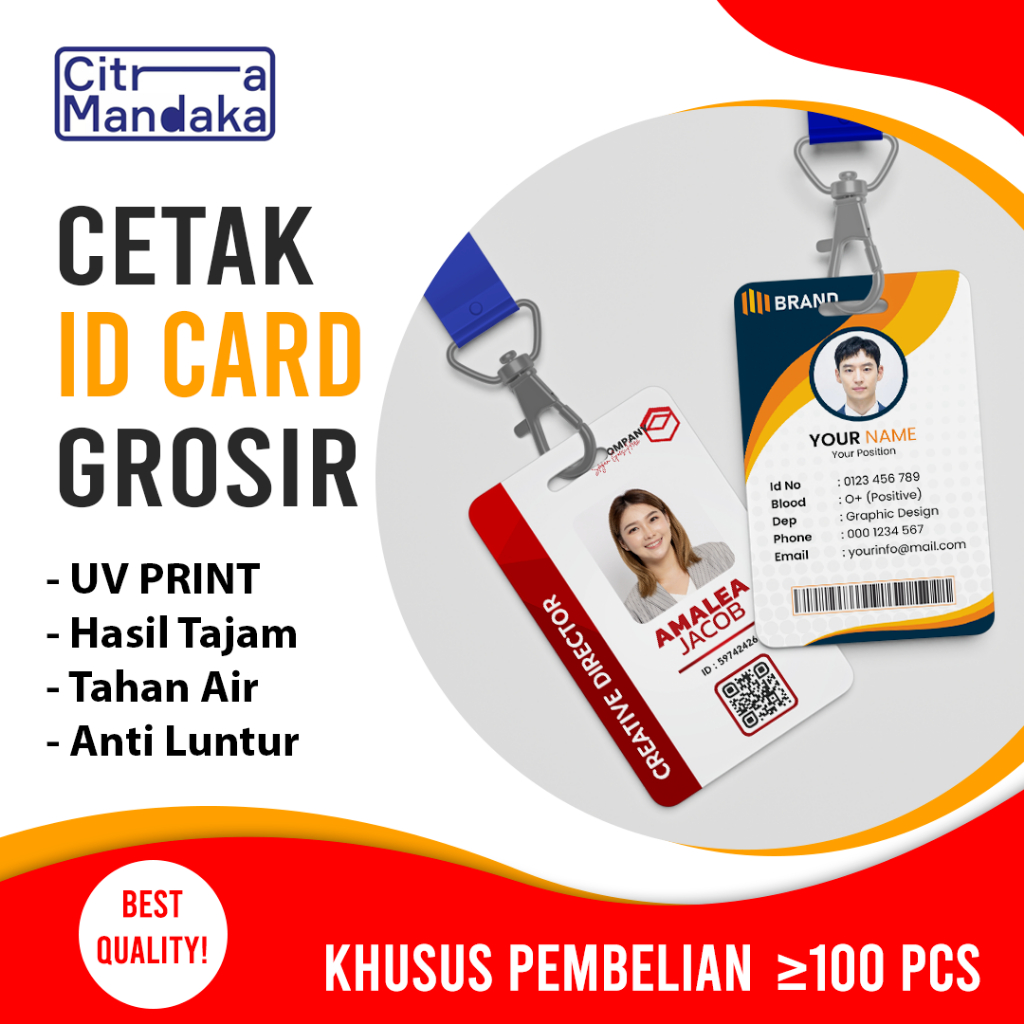 Jual Cetak ID Card BUMN Custom Satuan 1 Sisi Grosir UV Print PVC 0,76 ...