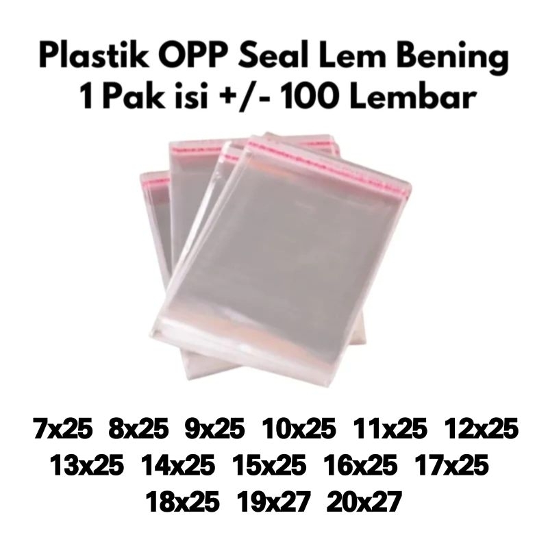 Jual Plastik Opp 13x25 14x25 15x25 16x25 17x25 18x25 Seal Bening Isi 100 Lembar 8654