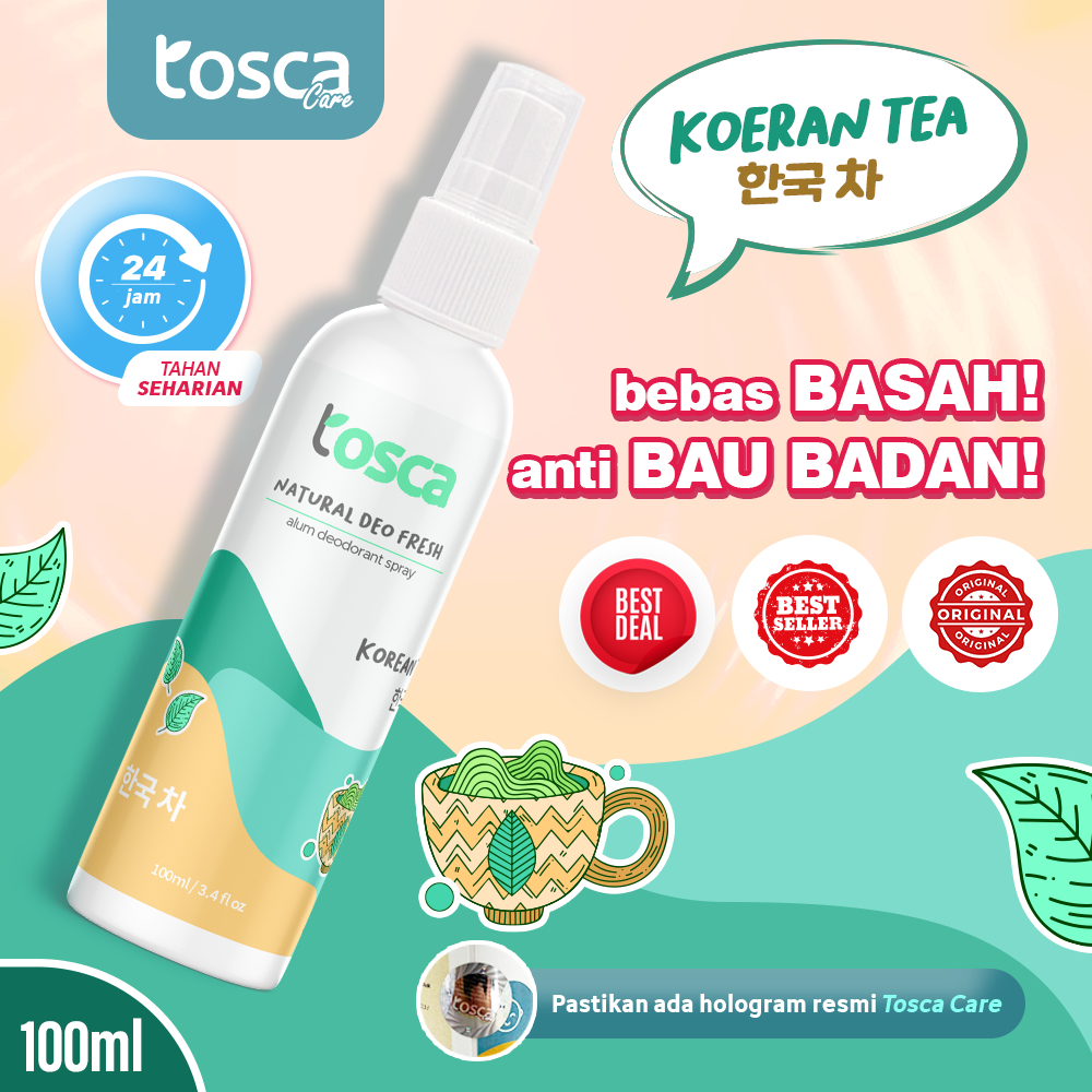 Jual TOSCA Natural Deodorant Tawas Spray 100ml Korean Tea Aroma Khas