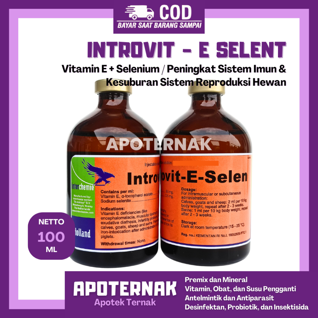 Jual INTROVIT E SELEN inj 100 ml | Vitamin E Selenium Peningkat Sistem ...