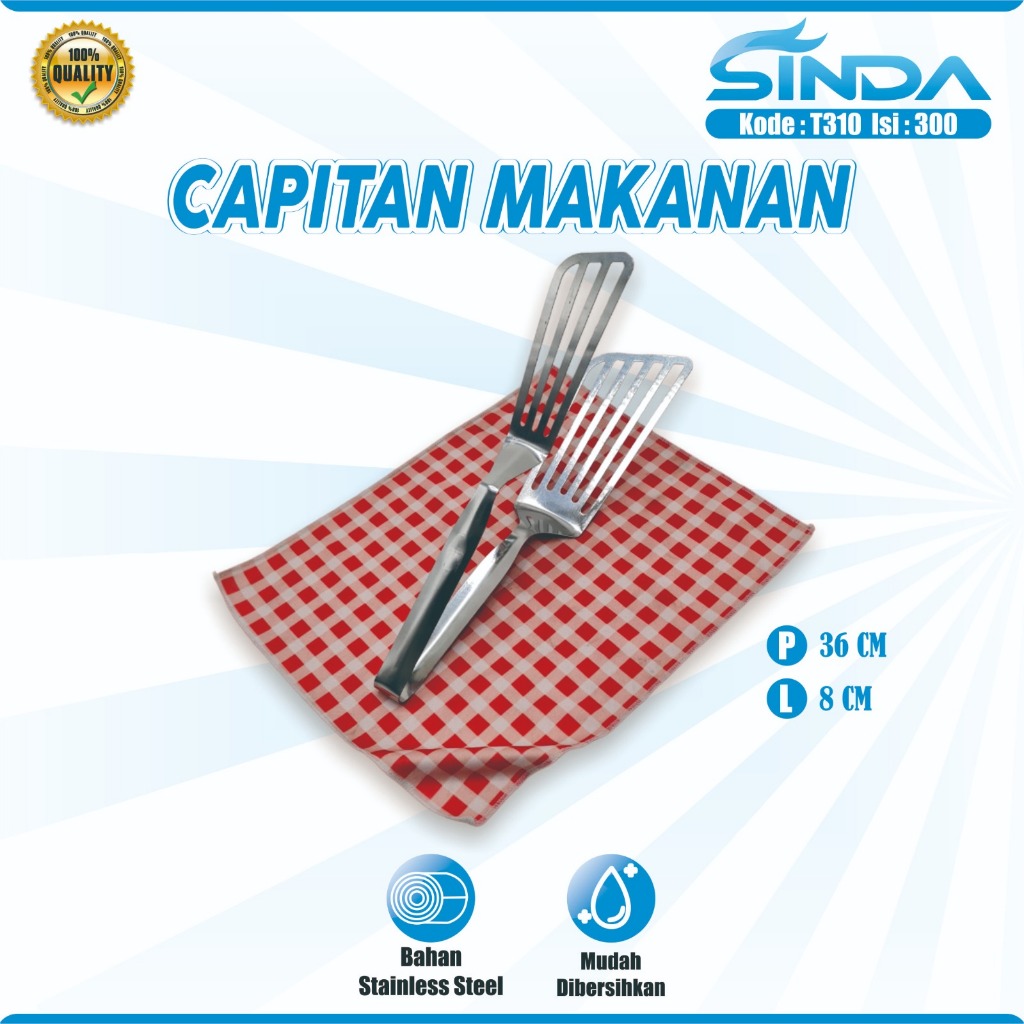 Jual Capitan Gorengan Ikan Daging Jepitan Stainless Steel Lebar Pipih Besar Penjepit Klip Steak